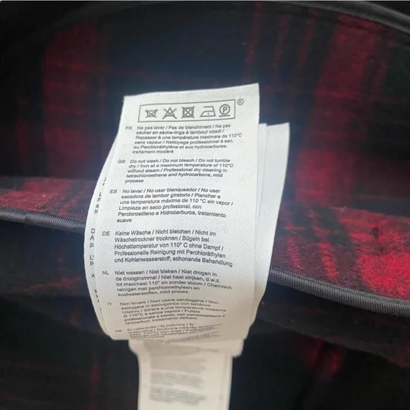 MAJE Bloppane Plaid Wool Blend Bomber Jacket FR38 US6 Red Navy Parisian Chic - Picture 8 of 11